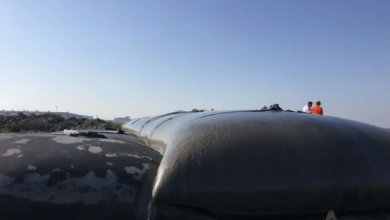 Black Geotubes for sludge dewatering