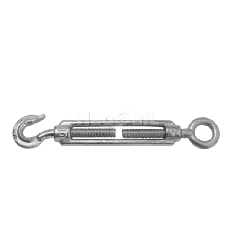 DIN 1480 turnbuckle with eye and hook in industrial rigging