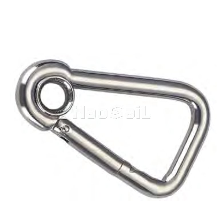 oblique angle snap hook with eyelet stainless steel