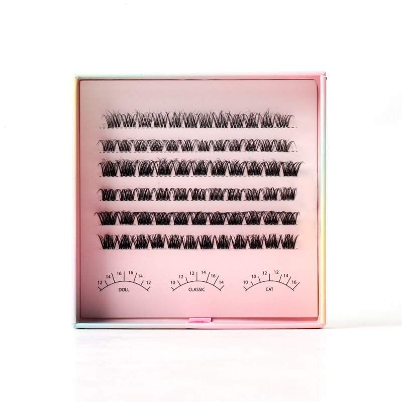 faux mink clear band cluster lash extension