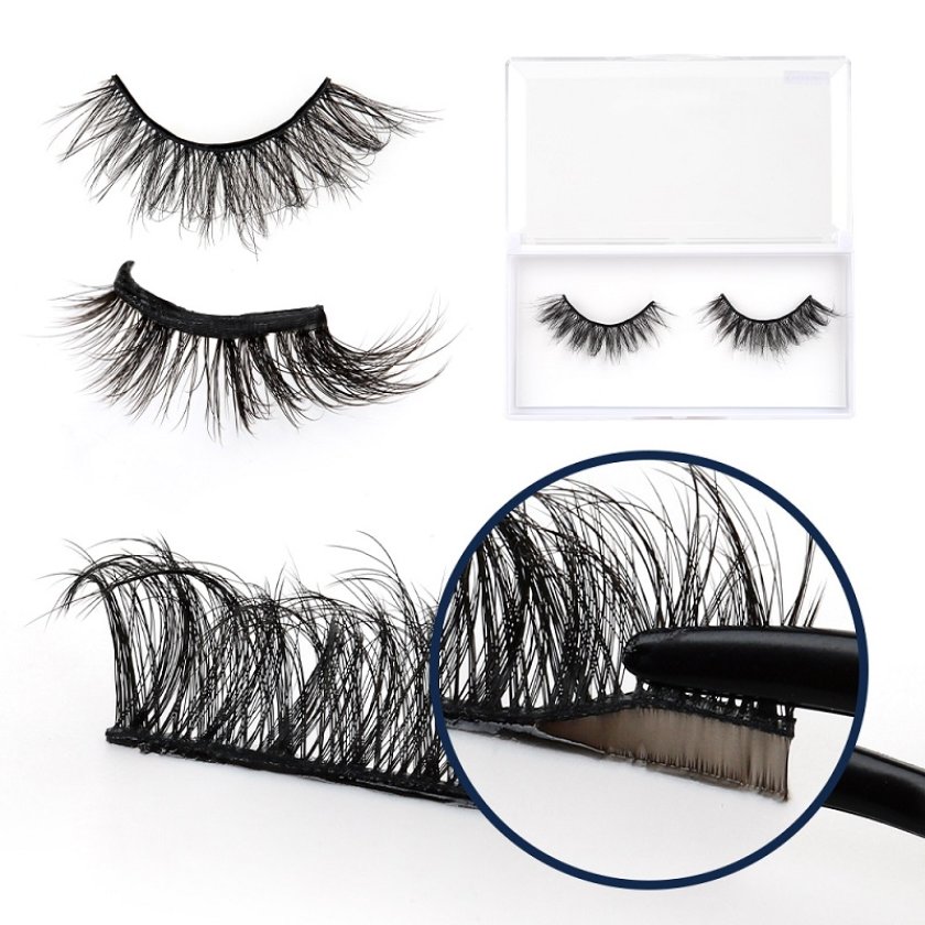 Pre Glued Strip Lashes – Black Glue Band