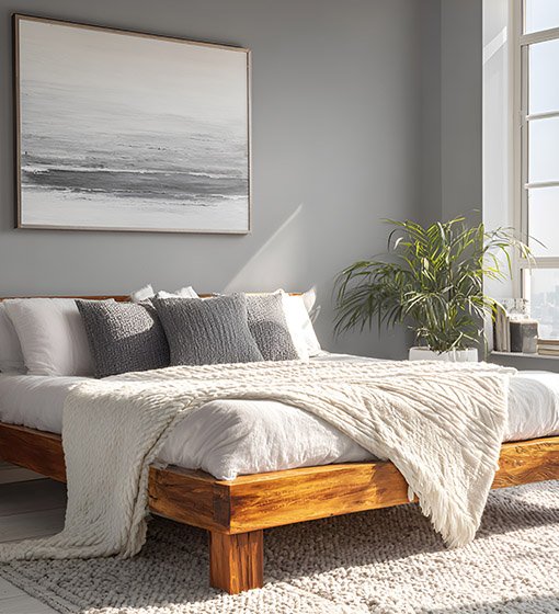 Rustic Solid Pine Bed for Farmhouse Bedroom