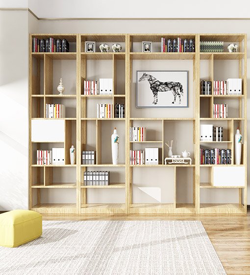 Solid wood wall bookcase
