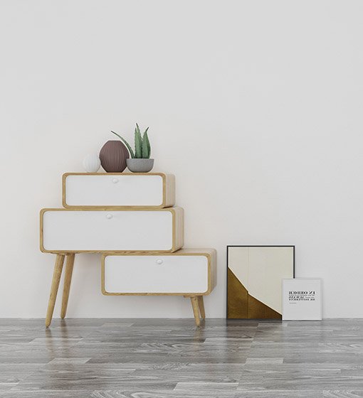 Modern Staggered Drawer Cabinet