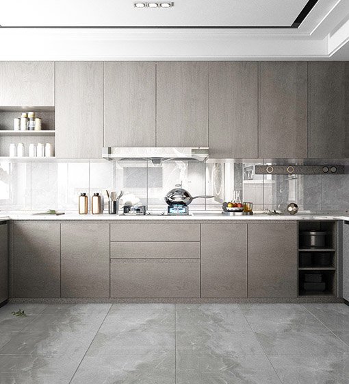 Grey Lacquer Modern Kitchen Cabinets
