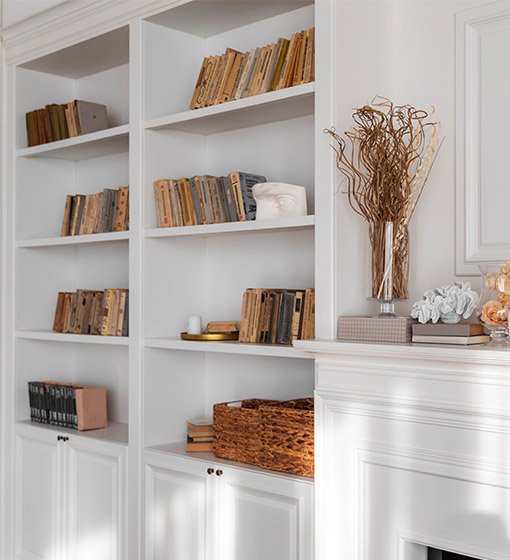 White solid wood bookshelf