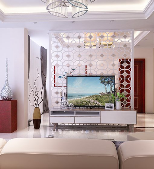 Modern Custom White TV Cabinet
