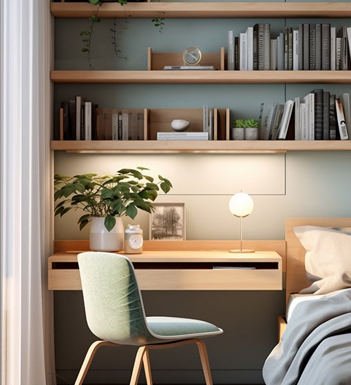 Bedside bookshelf desk