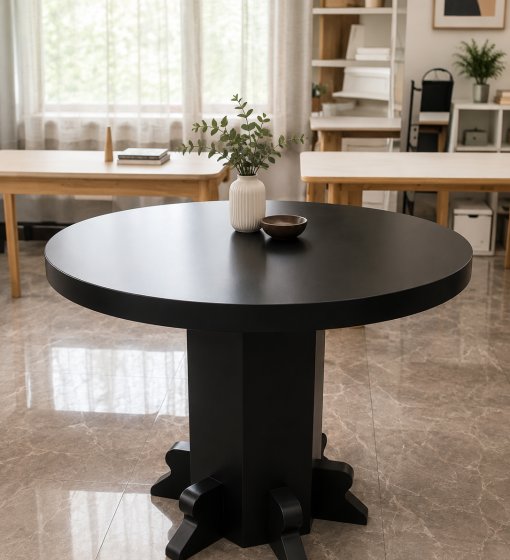 Modern Round Dining Table with Central Pedestal Base