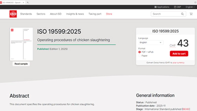 China Leads the Development! ISO International Standard "Operating Procedures of Chicken Slaughtering" Officially Released