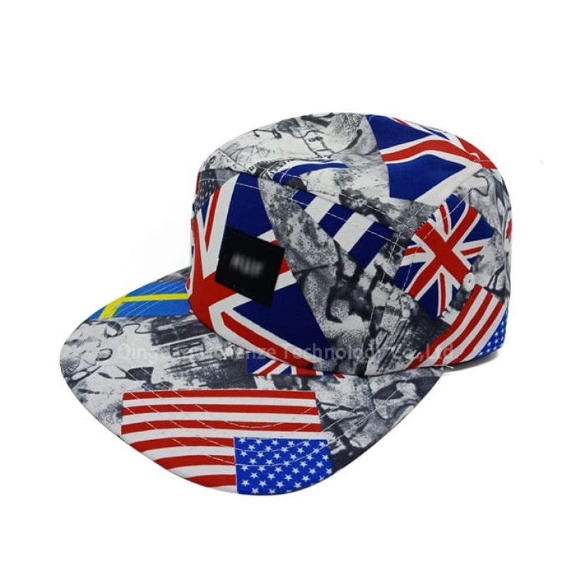 Quick Dry Aop Print Taslon Polyester 5 Panels Sport Camper Cap 