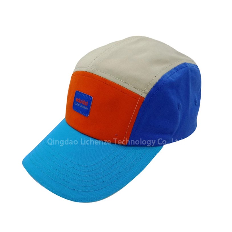 Cotton Twill 5 Panels Woven Label Patch Mesh Hat Sport Camper Cap 