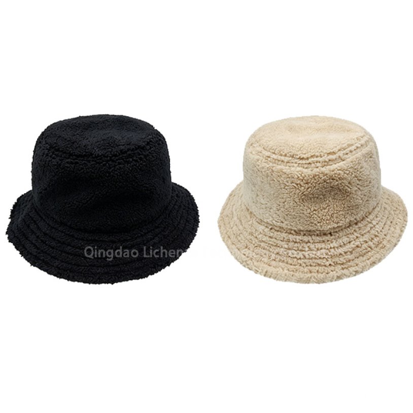 Custom Logo New Design Trendy Outdoor Use Lamb Fleece Winter Hat Bucket Hat