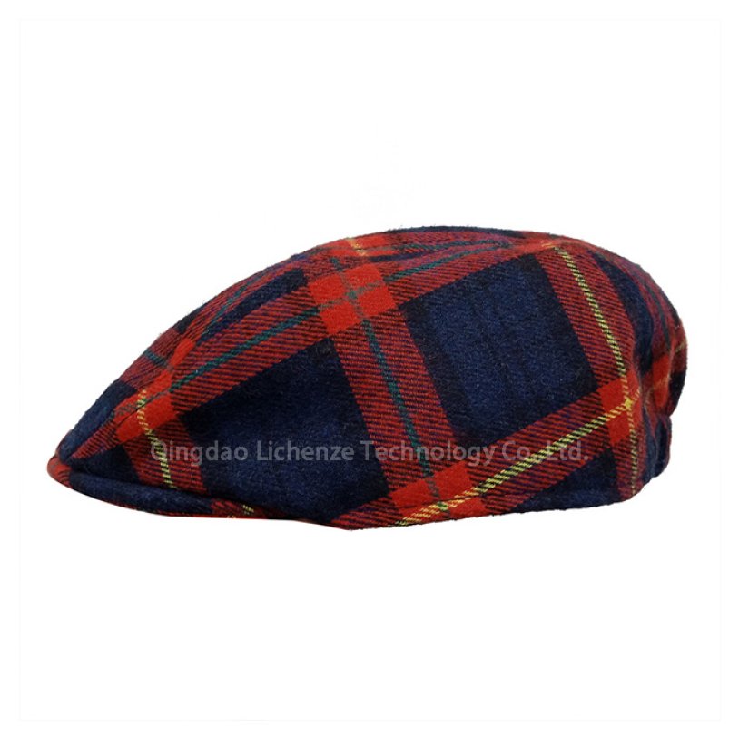 Beret Check Fabric Men Women Casual Unisex Youth Fashion Forward Cap Middle-aged Elderly Peaked Cap 