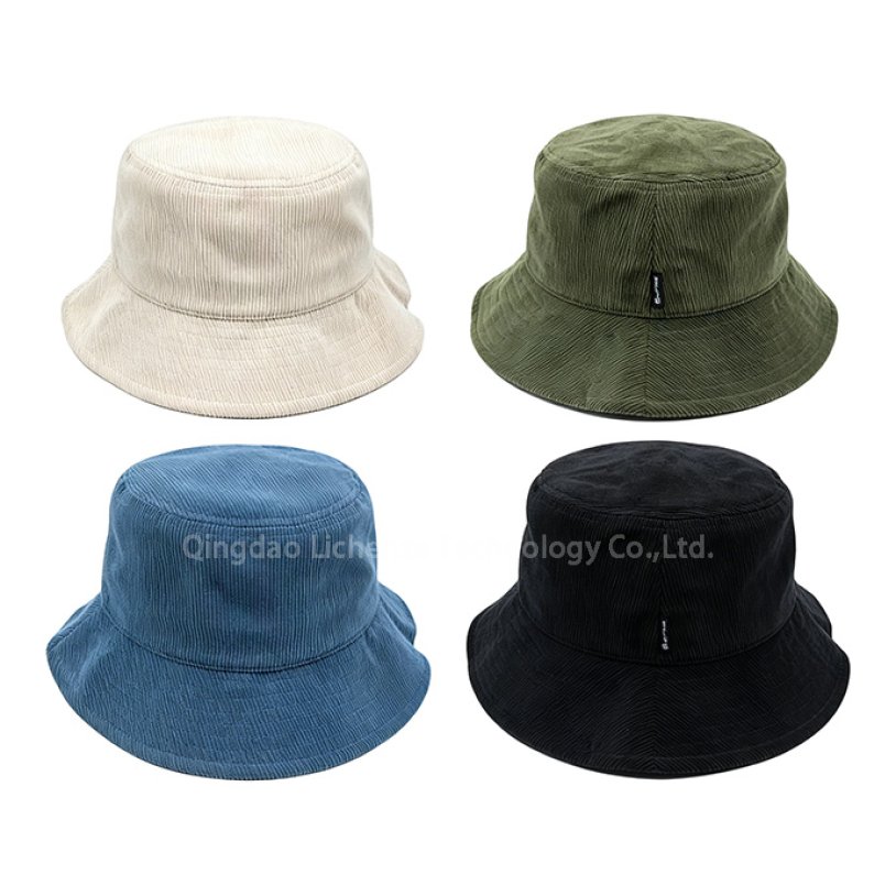 Wholesale Corduroy Fabric New Solid Color Daily Casual Outdoor UV Protection Plain Blank Fisherman Bucket Hat