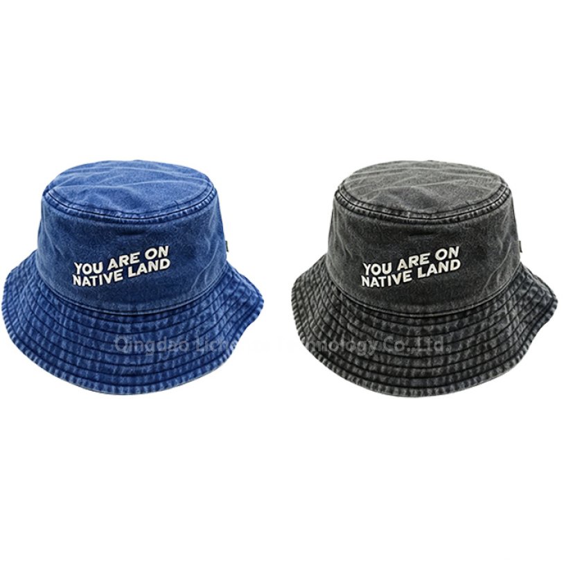 Premium Custom OEM ODM Denim Wide Brim Outdoor Activities Causal Headwear Fishing Hat New Design Bucket Hat
