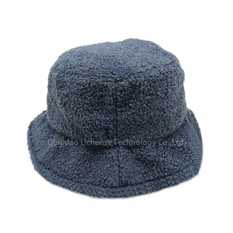 Fashion Teddy Fleece 100%Polyester Custom Logo Plain Hat  High Quality Headwear Winter Hat Bucket Hat