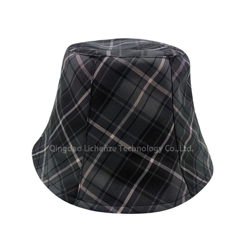 BSCI Check Twill Fabric Wide Brim Sea Beach Travel Outdoor Sport Cap Factory Price Basin Hat Bucket Hat