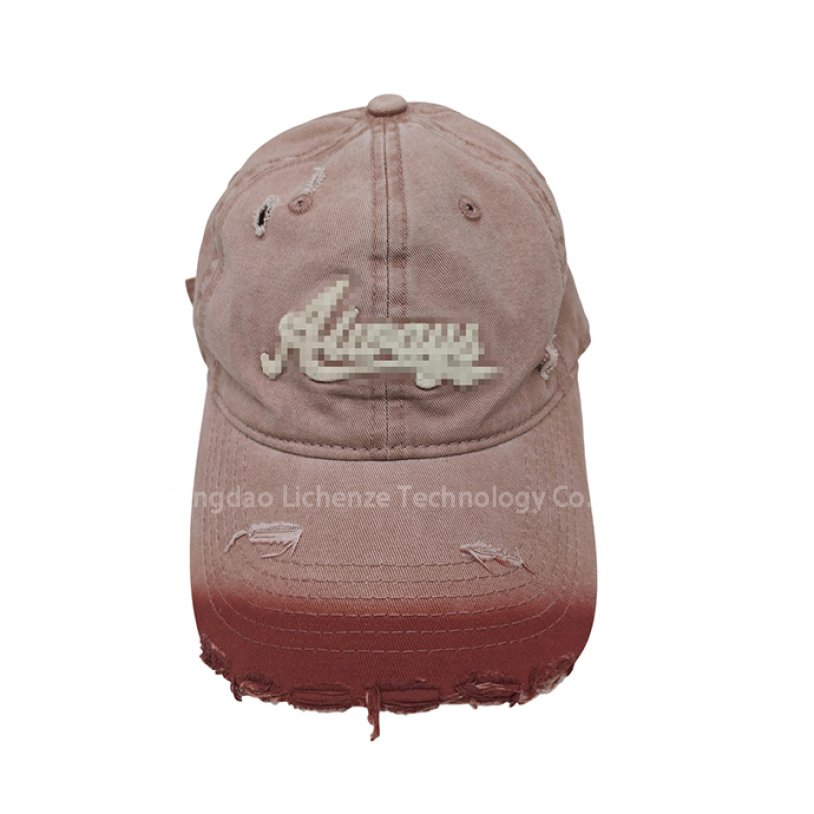 Fashion 6 Panels Unstructured Adjustable Cotton Twill 3D Embroidery Distress Effect Sport Baseball Cap Shaded Washed Cap