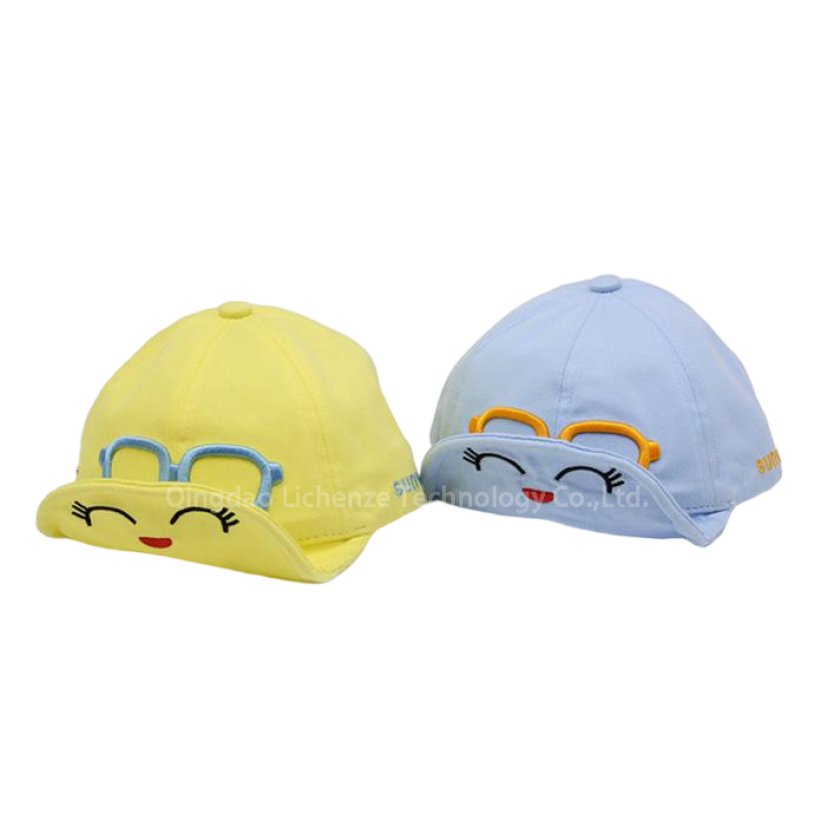 Custom Cotton Fabric Embroidery Glasses Folded Soft Brim Baby Kids Baseball Cap