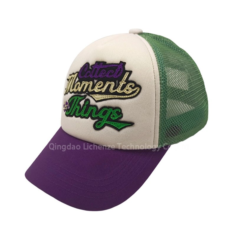 Factory Direct Sponge Foam and Twill 5 Panels Logo Applicate Kids Girl Boy Mesh Net Hat Trucker Cap