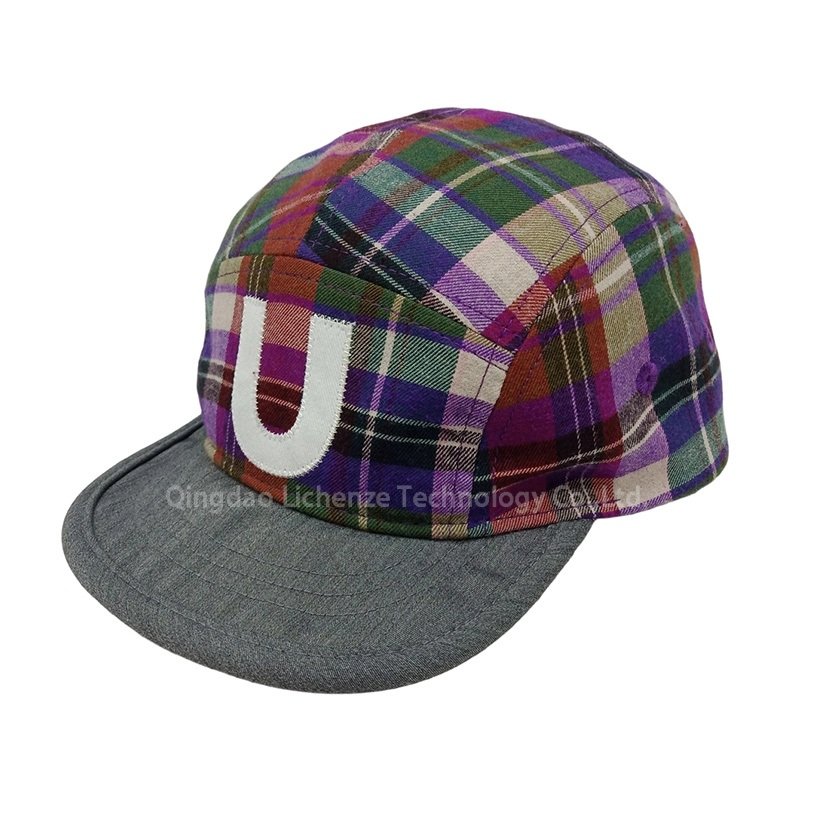 Custom Fashion and Popular Check Cotton Fabric Kids Children Soft Brim Hat Baseball Cap Camo Cap