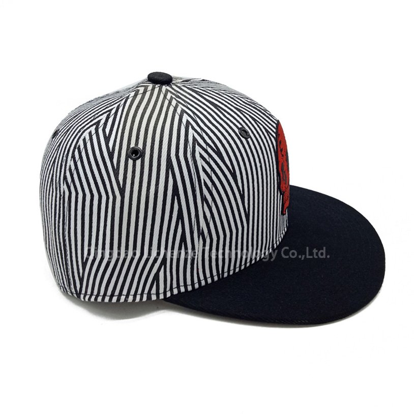 BSCI Factory Fashion Stripe Cotton Twill Embroidery Logo Boy Girl Kids Flat Brim Hat Baseball Cap Snapback Cap