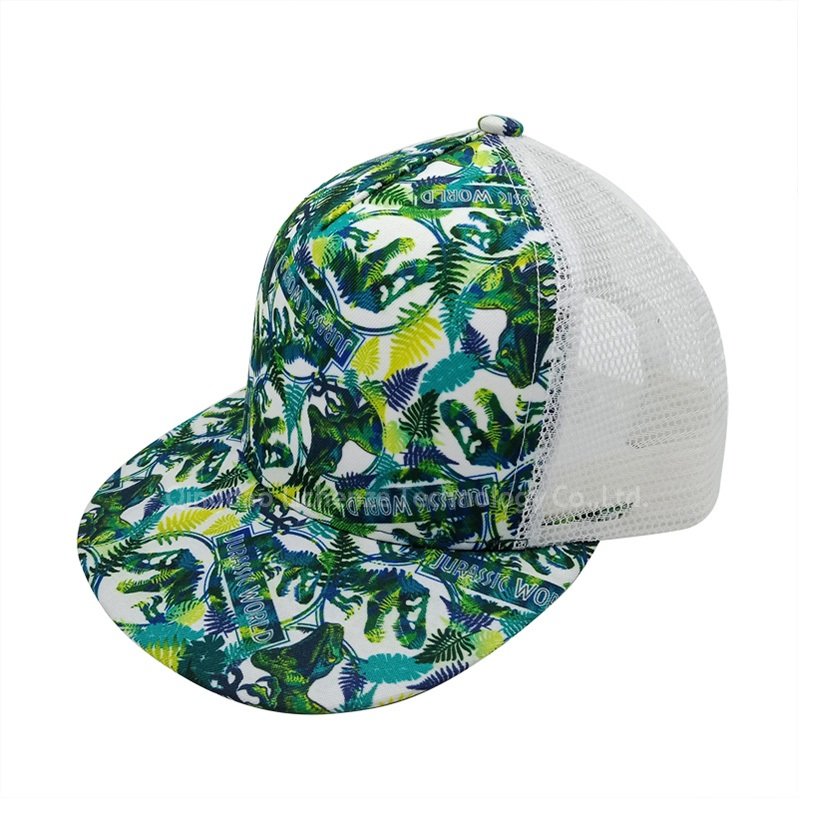 Twill Sublimation Print 5 Panels Sport Hat Girl Boy Headwear Kids Trucker Mesh Hat Snapback Cap