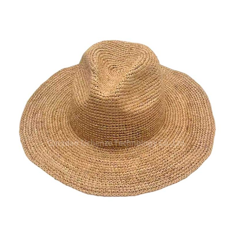 OEM Wholesale Spring Summer Outdoor Beach Travel Sun Protection New Hand-Woven Wide Brim Raffia Grass Crocheted Panama Straw Hat 