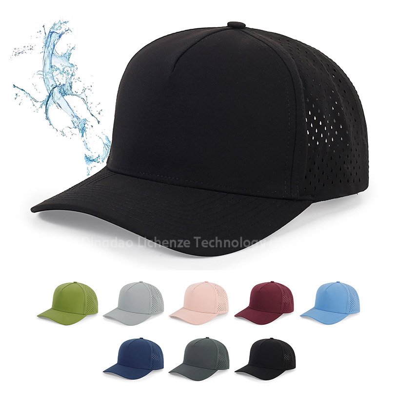 Custom Logo High Quality Blank 5&6 Panels Breathable Sport Cap Laser Cut Hole Perforated Polyester Nylon Quick Dry Golf Hat Baseball Cap for Man Women