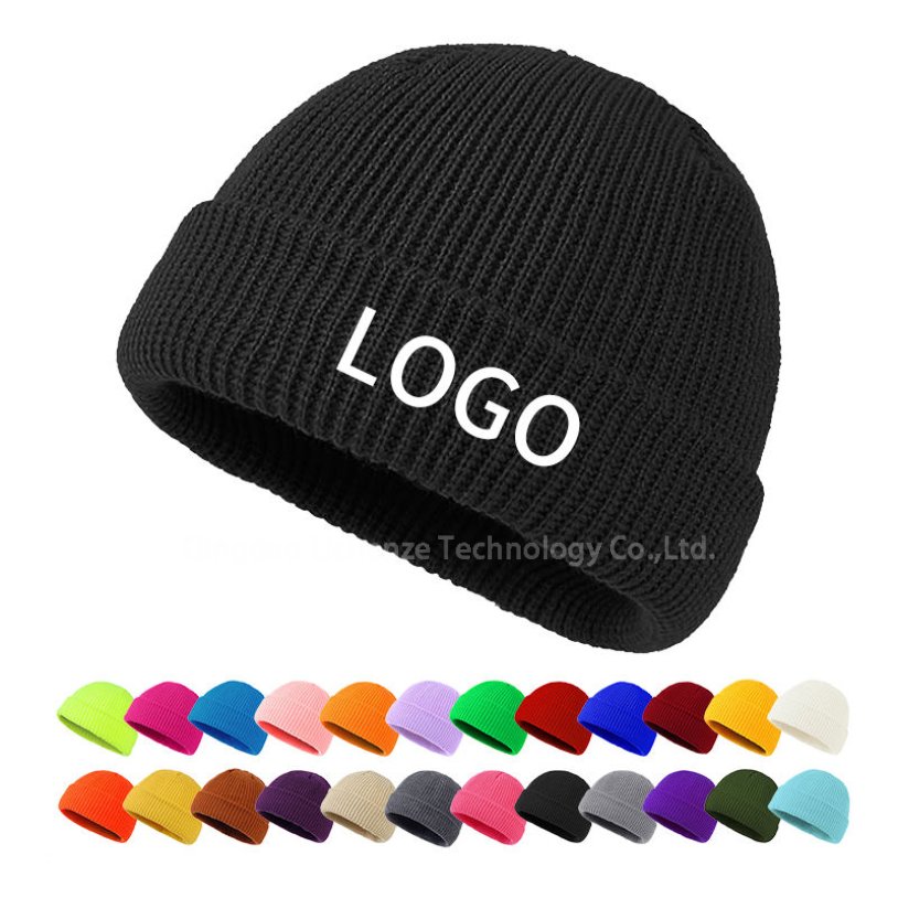 Custom Logo 100% Acrylic Fisherman Cuffless Brimless Hats Preminum Beanie Hat