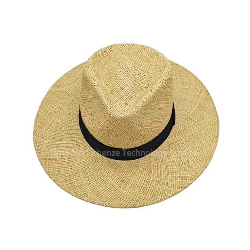 Wholesale Custom Women's & Men's Casual Summer Outdoor Wide Brim Black Band Hiking Bao Straw Flat Brim Panama Hat 