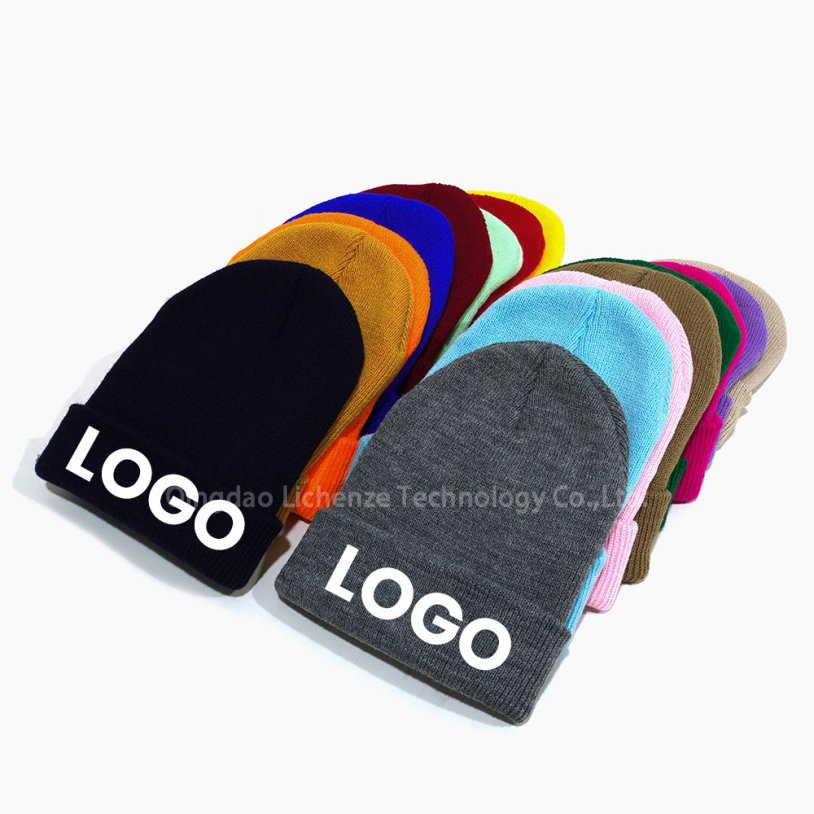 High Quality Winter Plain Dyed Custom 100% Acrylic with Anti-Pilling Knitted Kids Cuffed Beanie Hat