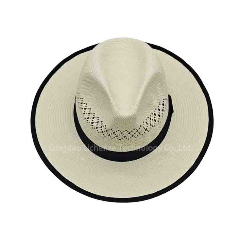 Custom Logo Panama Glazed Paper Hat Professional New Adjustable Summer Beach UV Protect Casual Party