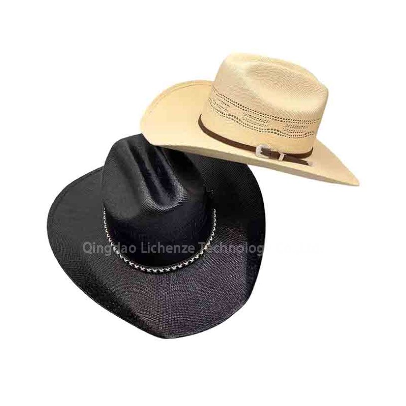 Trendy Man Panama Cowboys Straw Hats Pencil Rim in Bulk Summer Classic Cattleman Custom Logo