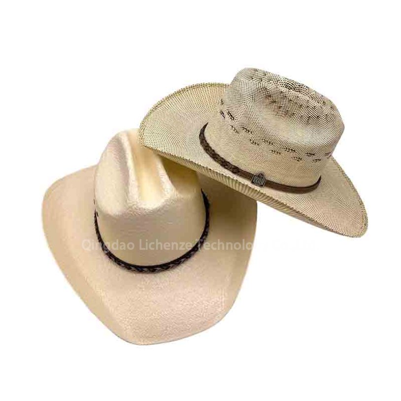 Straw Hat Big Cowboy Cap for Holiday and the US National Day Custom Hat Summer Hat OEM ODM Fancy Metal Logo Band Paper Straw Cowboy Hat
