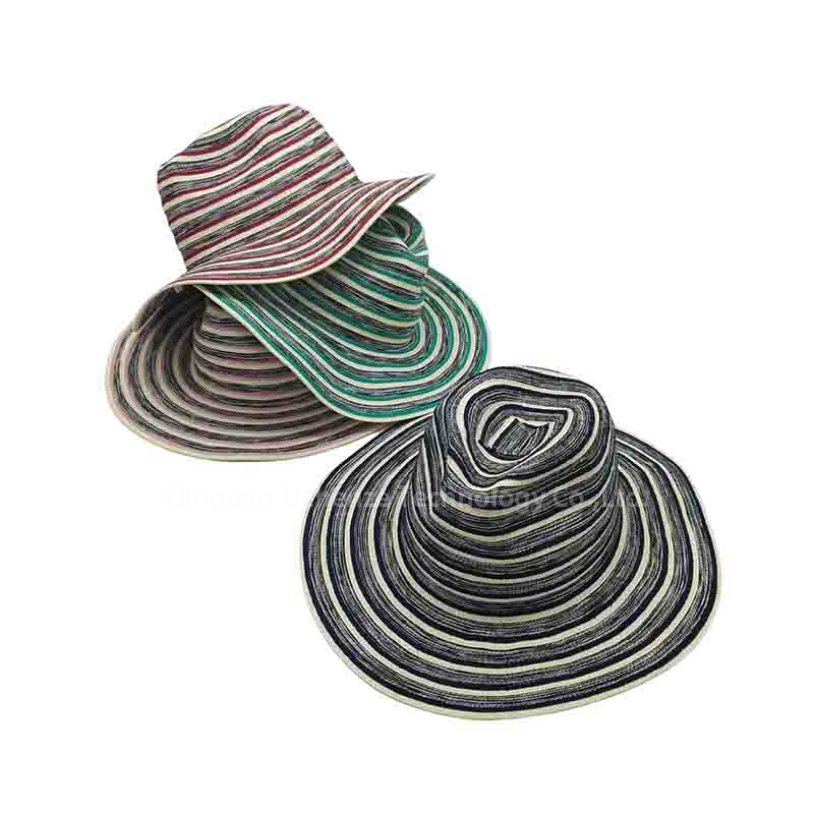 Custom Foldable Flat Wide Brim Crochet Polyester Material Straw Hat Stylish Floppy Bucket Hat for Summer Holiday Vacation Party Raffia Travel Panama Hat