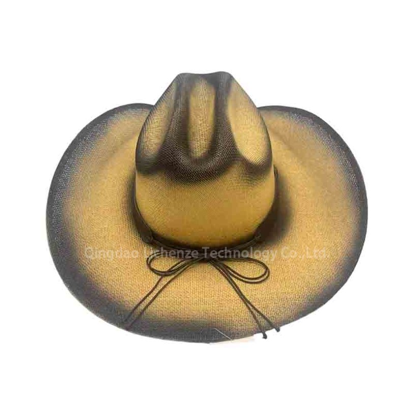 Seasonal Vintage Unisex Straw Paper Wester Cowboy Sun Hats Wide Brim Beach Summer Headwear for Sports Business Casual Ski Party Outdoor Fishing  Straw Cowboy Hat