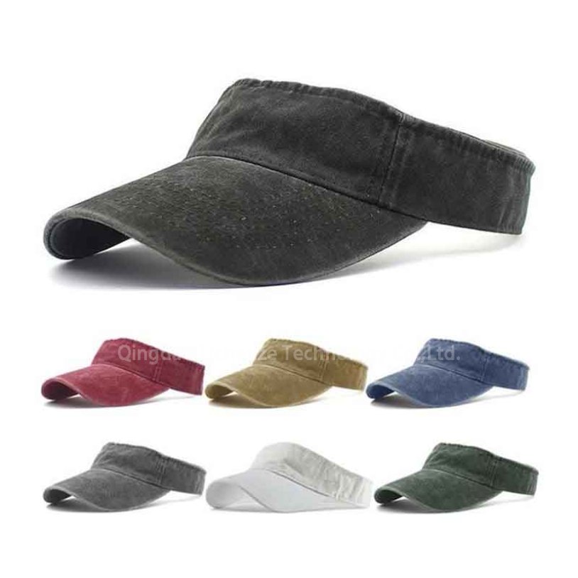 Custom Logo Washed Cotton Twill Plain Summer Beach Cap Sport Hat Sun Visor