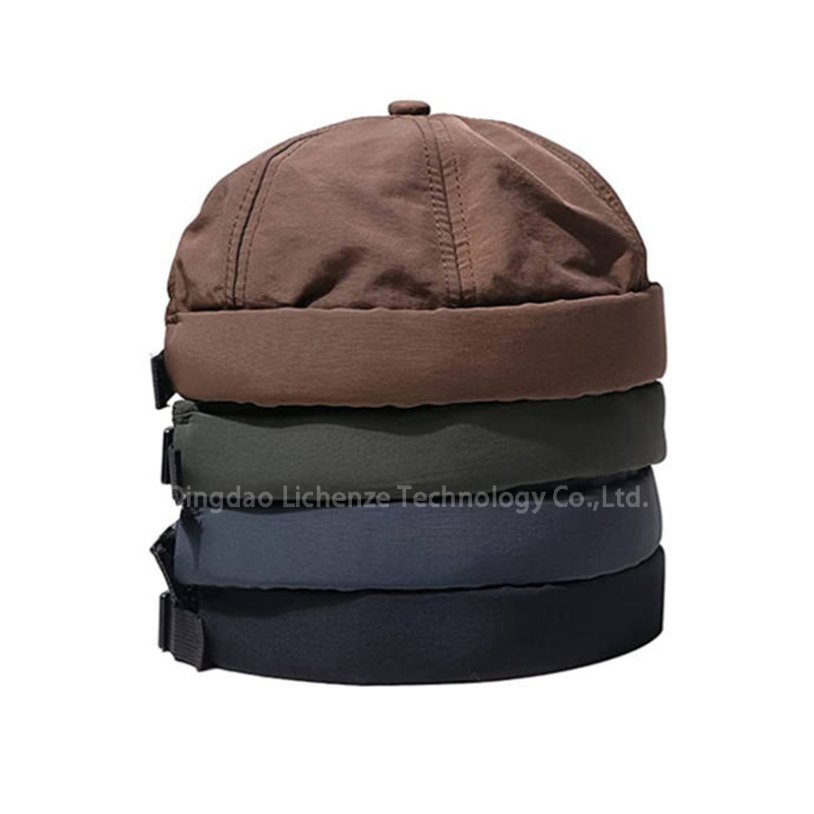 Quick Dry Polyester Breathable Brimless Visor Rolled Cuff Thin Adjustable Docker Hat Melon Skin Hat,Retro Hat Arabic Men's Hat with Custom Logo