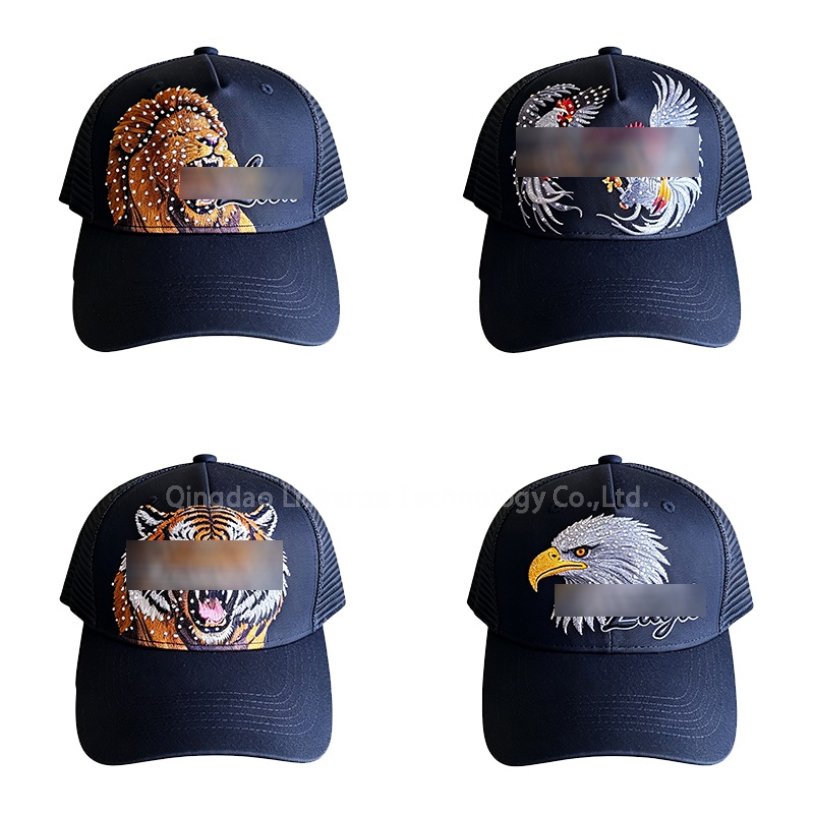 Beads Diamond Pearl Jewelry Decorated Animal Hats 5 Panels 3D Flat Embroidery Fashion Dad Hat Trend Sport MeshTrucker Cap