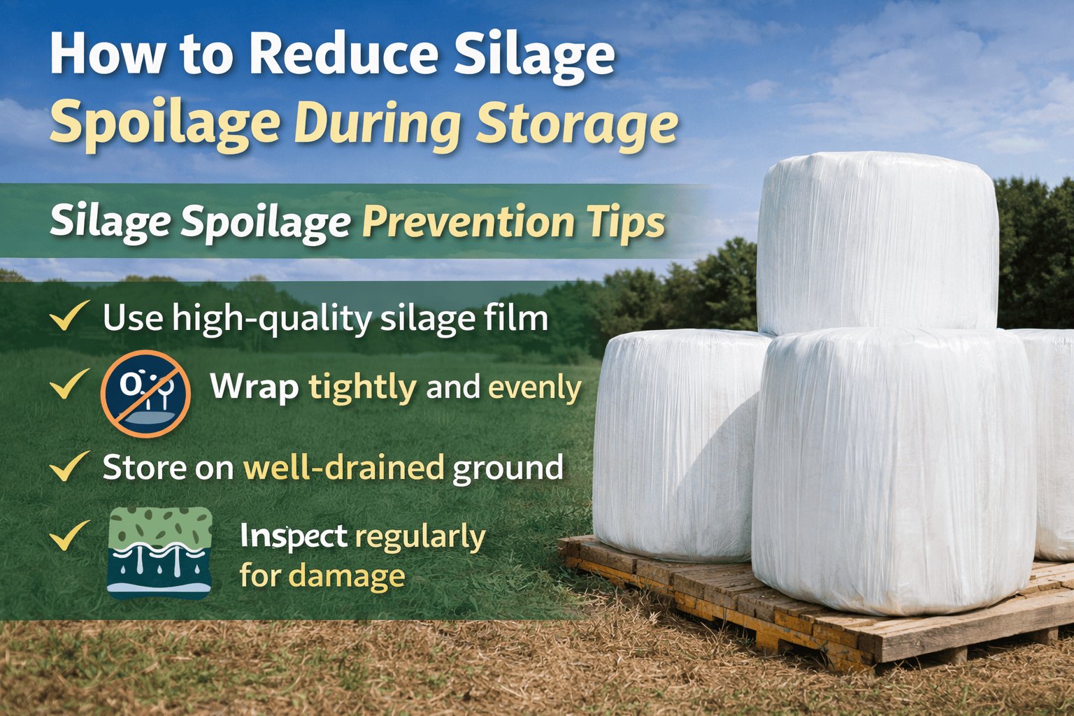 silage bales wrapped with silage film during storage
