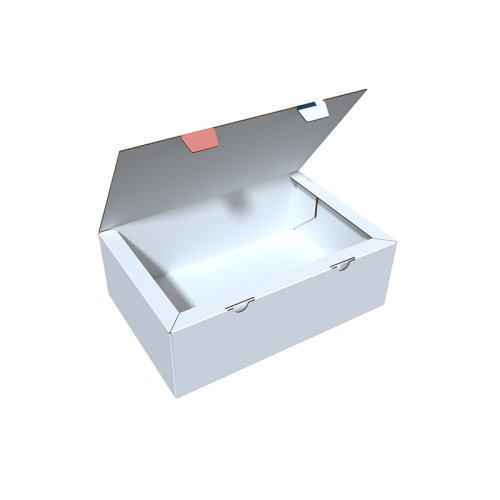 Folded-corner flat-packed flip-top box