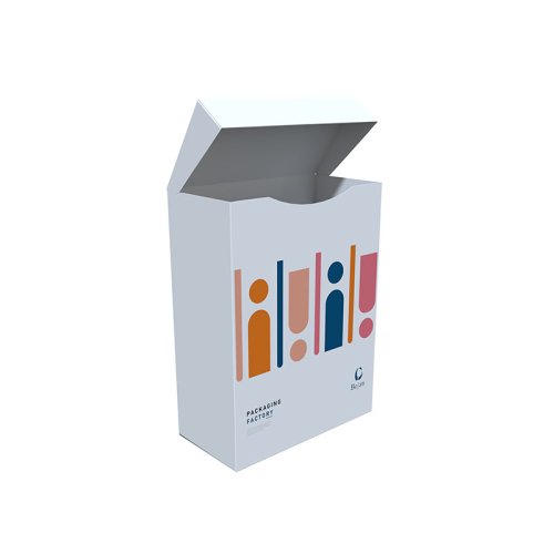 Flip-top box with a locking clasp and flat glued bottom